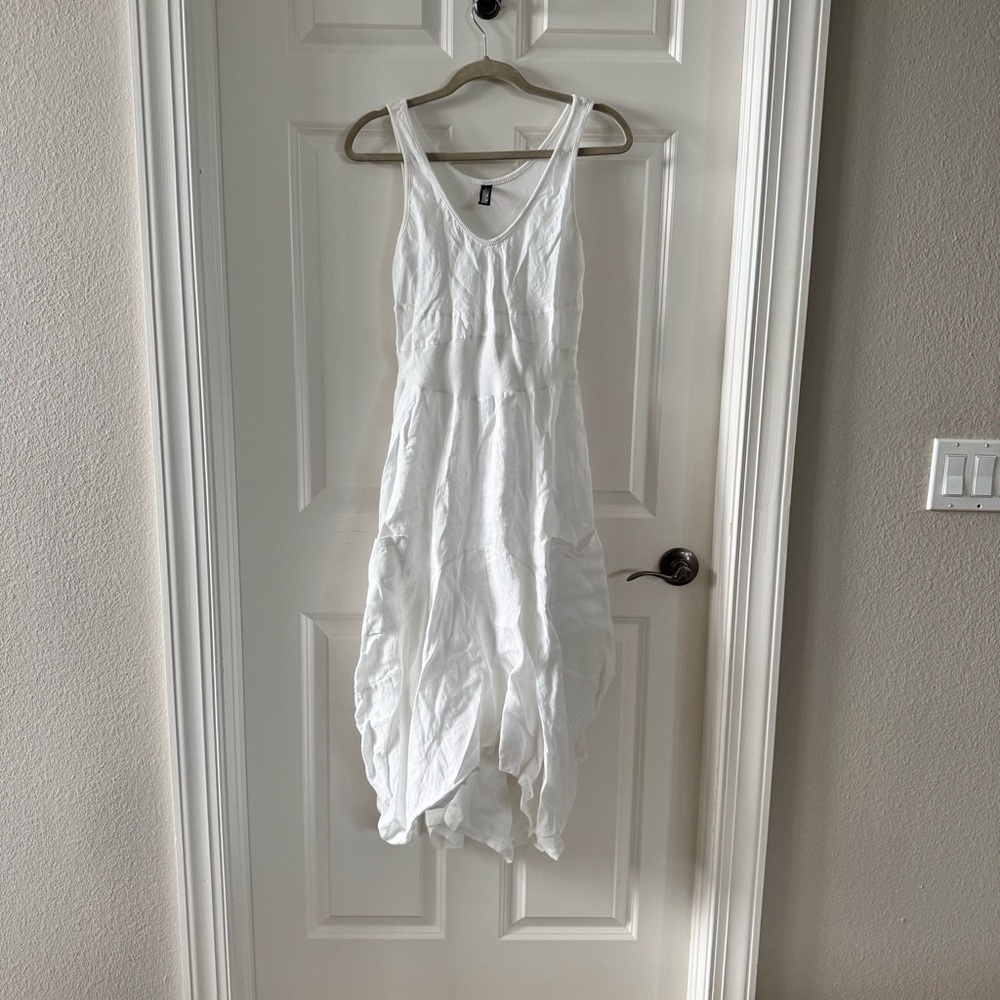 Inizio Linen Magic Dress White - Gem Inizio Linen Magic Dress White - Gem